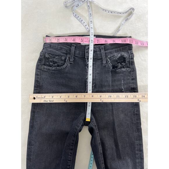 Agolde Jeans Sophie Mid Rise Skinny Temple Black Heavy Distressing 24 / 0 - Picture 12 of 13